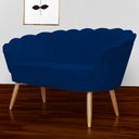 Ver imagem 1 de Namoradeira Estofada Decorativa Para Recepção Pétala Suede Azul Marinho - LM DECOR