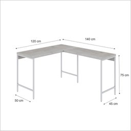 Mesa de Escritório em L Estilo Industrial 120x140cm Active - 3