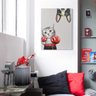 Quadro Pintura Tela manga gato cão boxe Sala de Estar 5112: 70cm (A) x 100cm (L) - 1