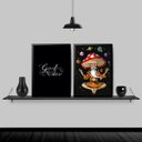 Ver imagem 2 de Kit 2 Quadros Monge Meditação Good Vibes 45x34cm:Madeira preta