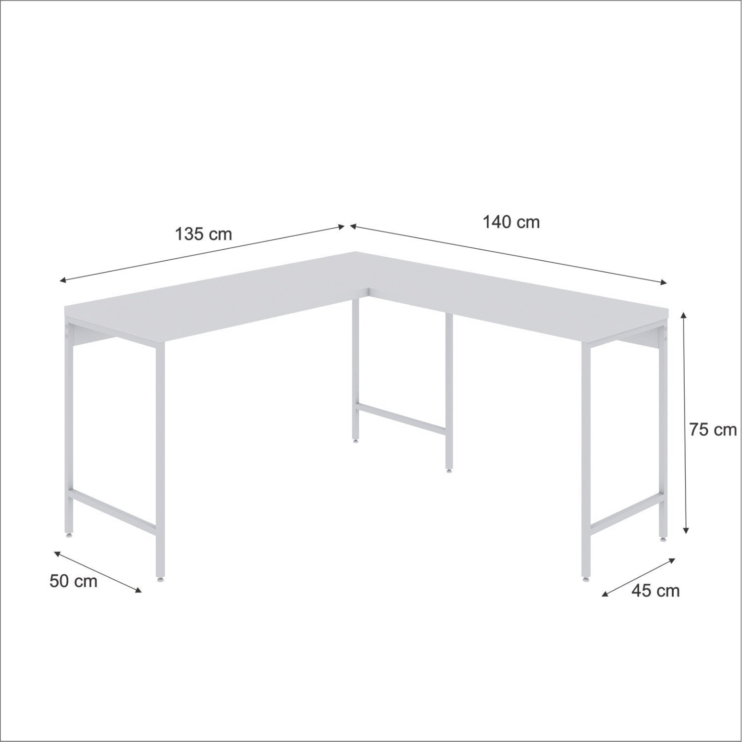 Mesa de Escritório em L Estilo Industrial 135x140cm Active - 3