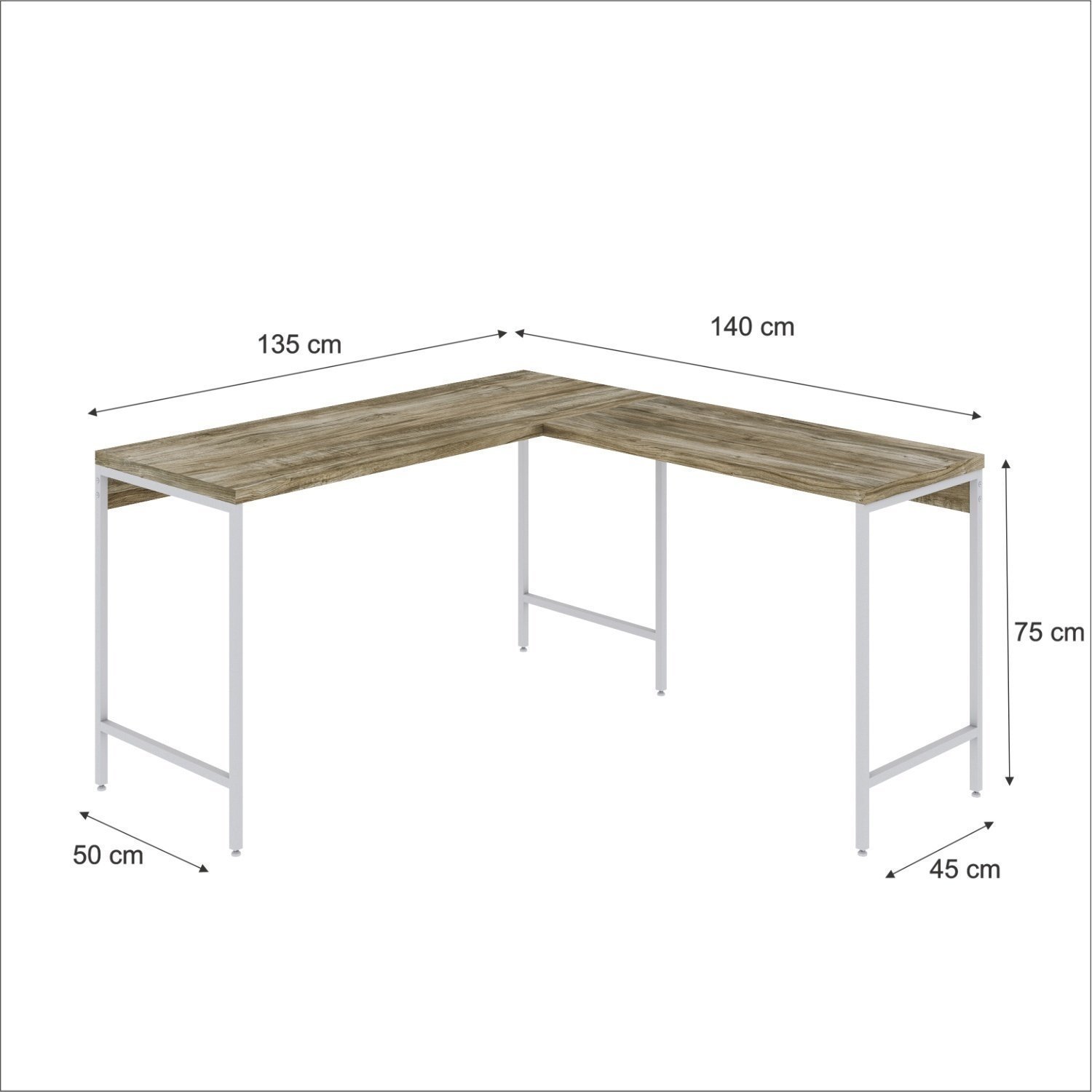 Mesa de Escritório em L Estilo Industrial 135x140cm Active - 3