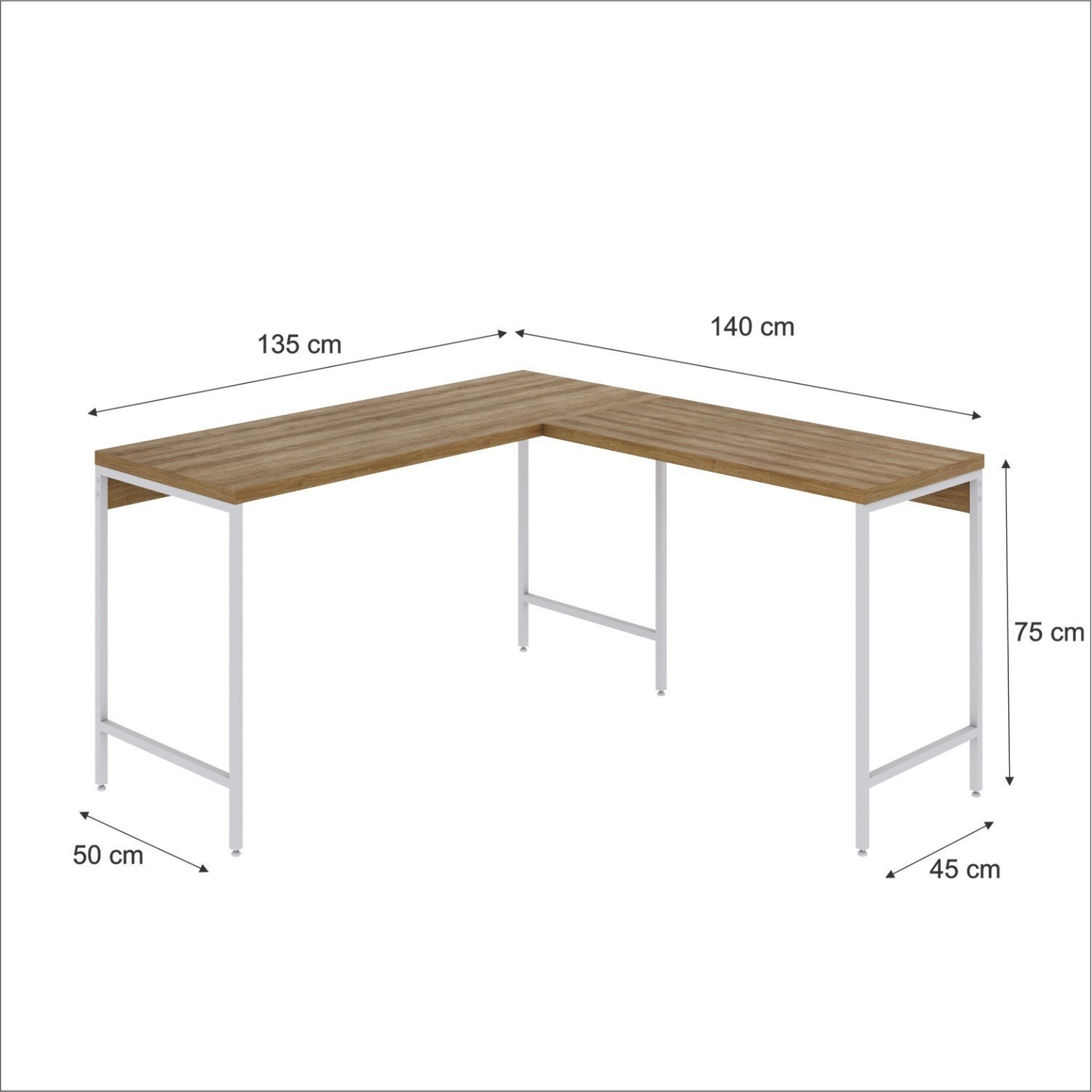 Mesa de Escritório em L Estilo Industrial 135x140cm Active - 3