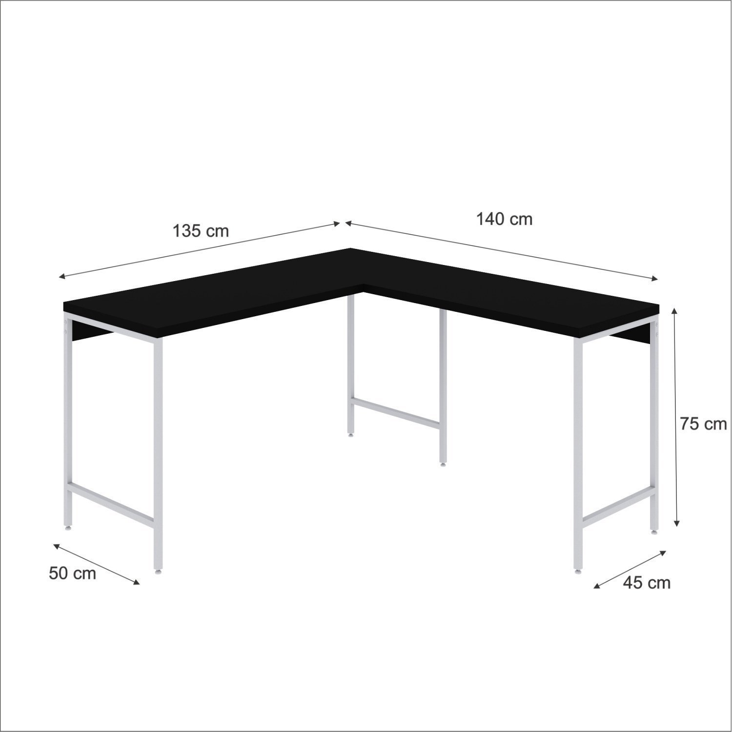 Mesa de Escritório em L Estilo Industrial 135x140cm Active - 3