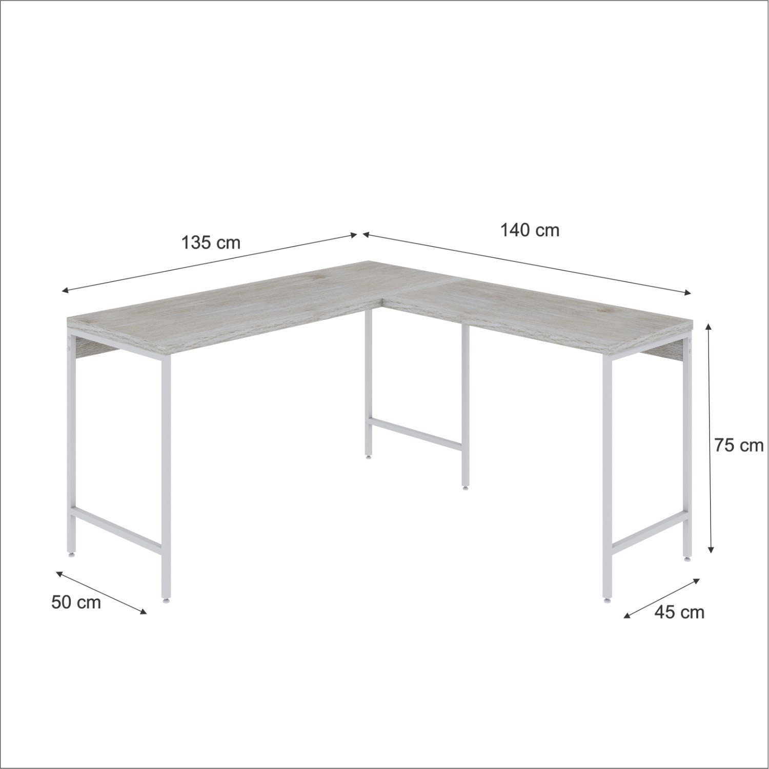 Mesa de Escritório em L Estilo Industrial 135x140cm Active - 3