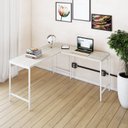 Ver imagem 1 de Escrivaninha Mesa Escritório em L Estilo Active 135cm Industrial Yescasa Branco