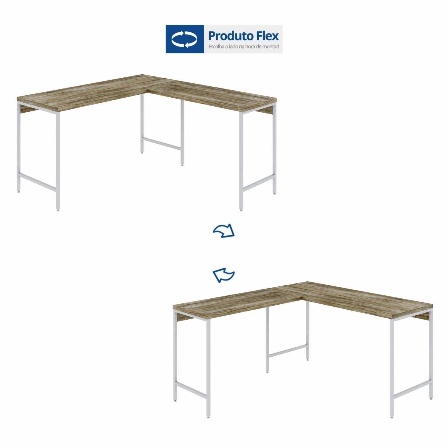 Mesa de Escritório em L Estilo Industrial 135x140cm Active - 7