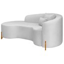 Ver imagem 6 de Divã Recamier Curvo Sala de Estar Recepção Inglaterra 180cm Pés Madeira Lado Esquerdo Bouclé Branco