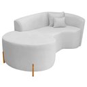 Ver imagem 5 de Divã Recamier Curvo Sala de Estar Recepção Inglaterra 180cm Pés Madeira Lado Esquerdo Bouclé Branco