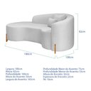 Ver imagem 3 de Divã Recamier Curvo Sala de Estar Recepção Inglaterra 180cm Pés Madeira Lado Esquerdo Bouclé Branco