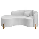 Ver imagem 2 de Divã Recamier Curvo Sala de Estar Recepção Inglaterra 180cm Pés Madeira Lado Esquerdo Bouclé Branco