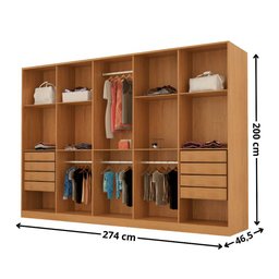 Guarda Roupa Casal Everest Mdf 10 Portas 8 Gavetas e 9 Prateleiras Moderna Mobília - 3
