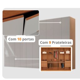 Guarda Roupa Casal Everest Mdf 10 Portas 8 Gavetas e 9 Prateleiras Moderna Mobília - 5