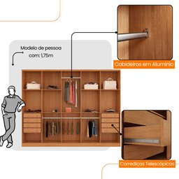 Guarda Roupa Casal Everest Mdf 10 Portas 8 Gavetas e 9 Prateleiras Moderna Mobília - 4