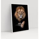Ver imagem 1 de Quadro Decorativo Sala Leão Grande para Sala Quarto Corredor Escritório com Moldura 40x60cm