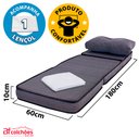 Ver imagem 5 de Puff Multiuso com Lençol e Travesseiro Solteiro 3 em 1 em Tecido Chumbo BF Colchões