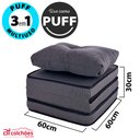 Ver mais imagens de Puff Multiuso com Lençol e Travesseiro Solteiro 3 em 1 em Tecido Chumbo BF Colchões