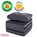 Ver imagem 3 de Puff Multiuso com Lençol e Travesseiro Solteiro 3 em 1 em Tecido Chumbo BF Colchões