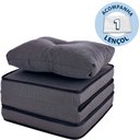 Ver imagem 1 de Puff Multiuso com Lençol e Travesseiro Solteiro 3 em 1 em Tecido Chumbo BF Colchões