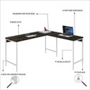 Ver imagem 5 de Escrivaninha Mesa Escritório em L Estilo Active 150cm Industrial Yescasa Marrom
