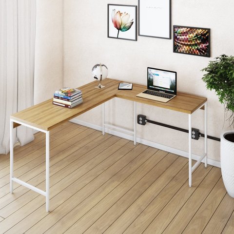 Escrivaninha Mesa Escritório em L Estilo Active 150cm Industrial Yescasa Marrom