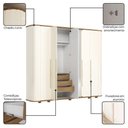 Ver imagem 3 de Guarda Roupa Casal 6 Portas Premium Off White/nature - Móveis Henn