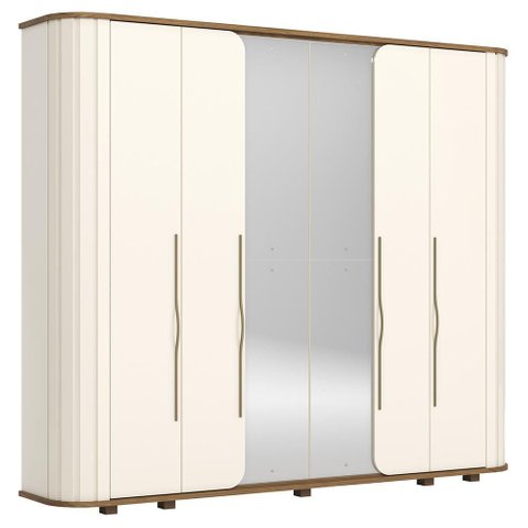 Guarda Roupa Casal 6 Portas Premium Off White/nature - Móveis Henn