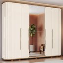 Ver imagem 2 de Guarda Roupa Casal 6 Portas Premium Off White/nature - Móveis Henn