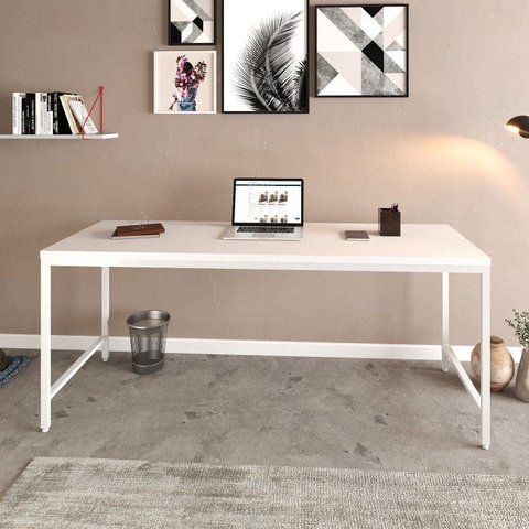 Mesa de Escritório Diretor Active 180cm Yescasa Branco Chess/Est.Branca