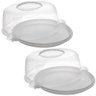 2 Boleiras Brancas Plásticas Tampa Alça Prato para Bolo 28cm Doces e Tortas Lyor - 1