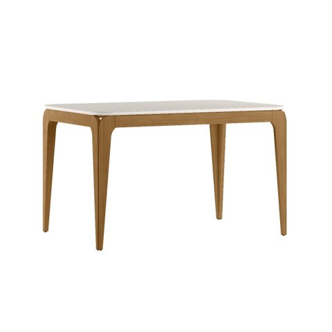 Mesa Jantar Retangular Aurea 120cm com Tampo de Vidro:ype/off White