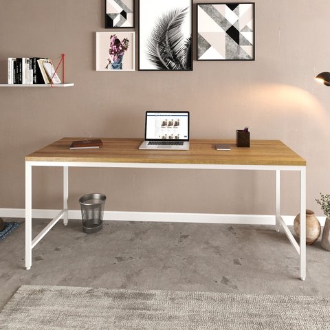 Escrivaninha Mesa Escritório 180cm Estilo Industrial Diretor Active Yescasa