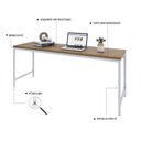 Ver imagem 5 de Escrivaninha Mesa Escritório 180cm Estilo Industrial Diretor Active Yescasa