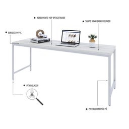Escrivaninha 180cm Estilo Industrial Diretor Active Yescasa - 5
