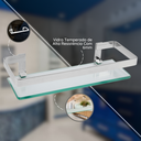 Ver imagem 3 de Prateleira Porta Shampoo Reto Quadrado Suporte Condicionador Banheiro Vidro Temperado 6 Único