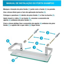 Prateleira Porta Shampoo Reto Quadrado Suporte Condicionador Banheiro Vidro Temperado 6 Único - 4