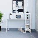 Ver imagem 1 de Escrivaninha Mesa Escritório com Estante Estilo Active 3 Prateleiras 135cm Industrial Yescasa Branco