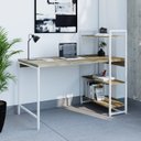 Ver imagem 7 de Escrivaninha Mesa Escritório com Estante 3 Prateleiras Estilo Industrial 135cm Active Yescasa