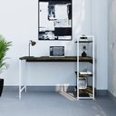 Ver imagem 1 de Escrivaninha Mesa Escritório com Estante Estilo Active 3 Prateleiras 135cm Industrial Yescasa Marrom