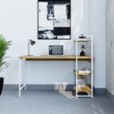 Ver imagem 1 de Escrivaninha Mesa Escritório com Estante Estilo Active 3 Prateleiras 135cm Industrial Yescasa Marrom