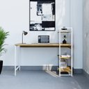 Ver imagem 1 de Escrivaninha Mesa Escritório com Estante 3 Prateleiras Estilo Industrial 135cm Active Yescasa