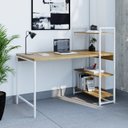 Ver imagem 7 de Escrivaninha Mesa Escritório com Estante 3 Prateleiras Estilo Industrial 135cm Active Yescasa