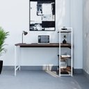 Ver imagem 1 de Escrivaninha Mesa Escritório com Estante Estilo Active 3 Prateleiras 135cm Industrial Yescasa Marrom