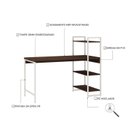 Ver imagem 5 de Escrivaninha Mesa Escritório com Estante 3 Prateleiras Estilo Industrial 135cm Active Yescasa