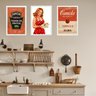 Kit 3 Quadros Cozinha Vintage Vermelha 45x34cm - com Vidro:madeira Preta - 2