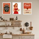 Ver imagem 2 de Kit 3 Quadros Cozinha Vintage Vermelha 45x34cm - com Vidro:madeira Preta