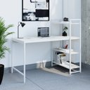 Ver imagem 7 de Escrivaninha Mesa Escritório com Estante 3 Prateleiras Estilo Industrial 135cm Active Yescasa