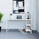 Ver imagem 1 de Escrivaninha Mesa Escritório com Estante Estilo Active 3 Prateleiras 135cm Industrial Yescasa Branco