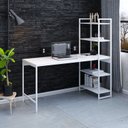 Ver imagem 7 de Escrivaninha Mesa Escritório com Estante Estilo Active 4 Prateleiras 150cm Industrial Yescasa Branco