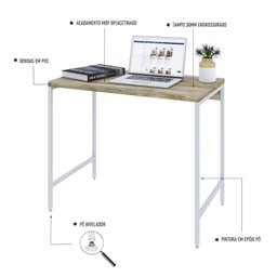 Escrivaninha Estilo Industrial 90cm Active Yescasa - 5